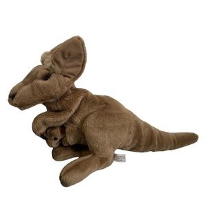 Folkmanis Kangaroo with Joey Hand Puppet Plush Stuffed Toy Animal Mom Kid Brown